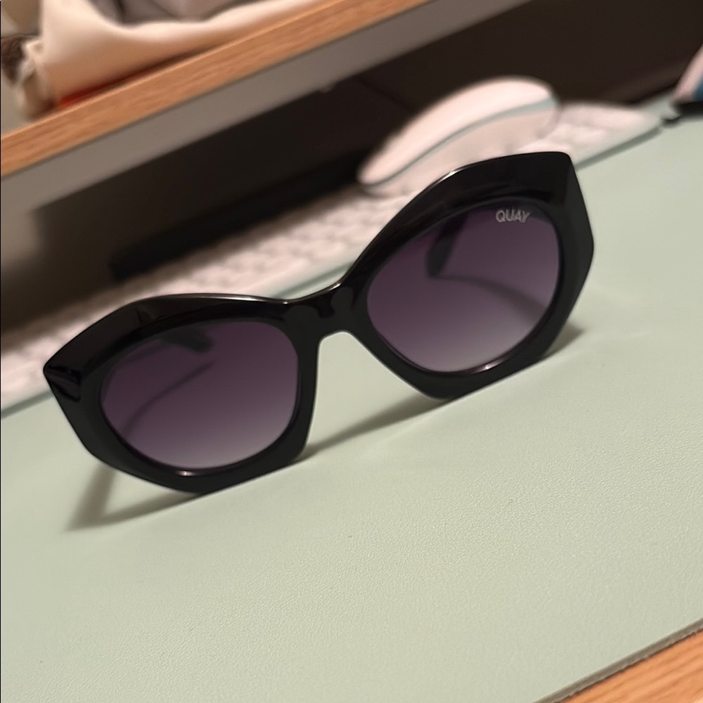 Quay Australia Black Cat-Eye Sunglasses